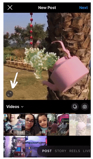 How to Post a Video on Instagram Feed from gallery - step 4b