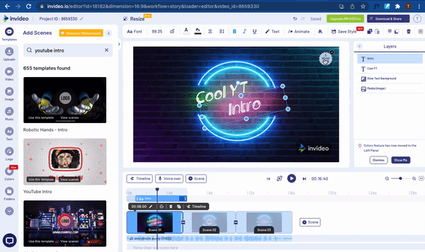 How To Customize A Youtube Intro Using InVideo - step 3