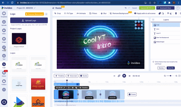 How To Customize A Youtube Intro Using InVideo - step 4