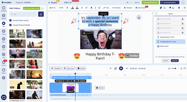 How To make Birthday Video Using InVideo - step 3