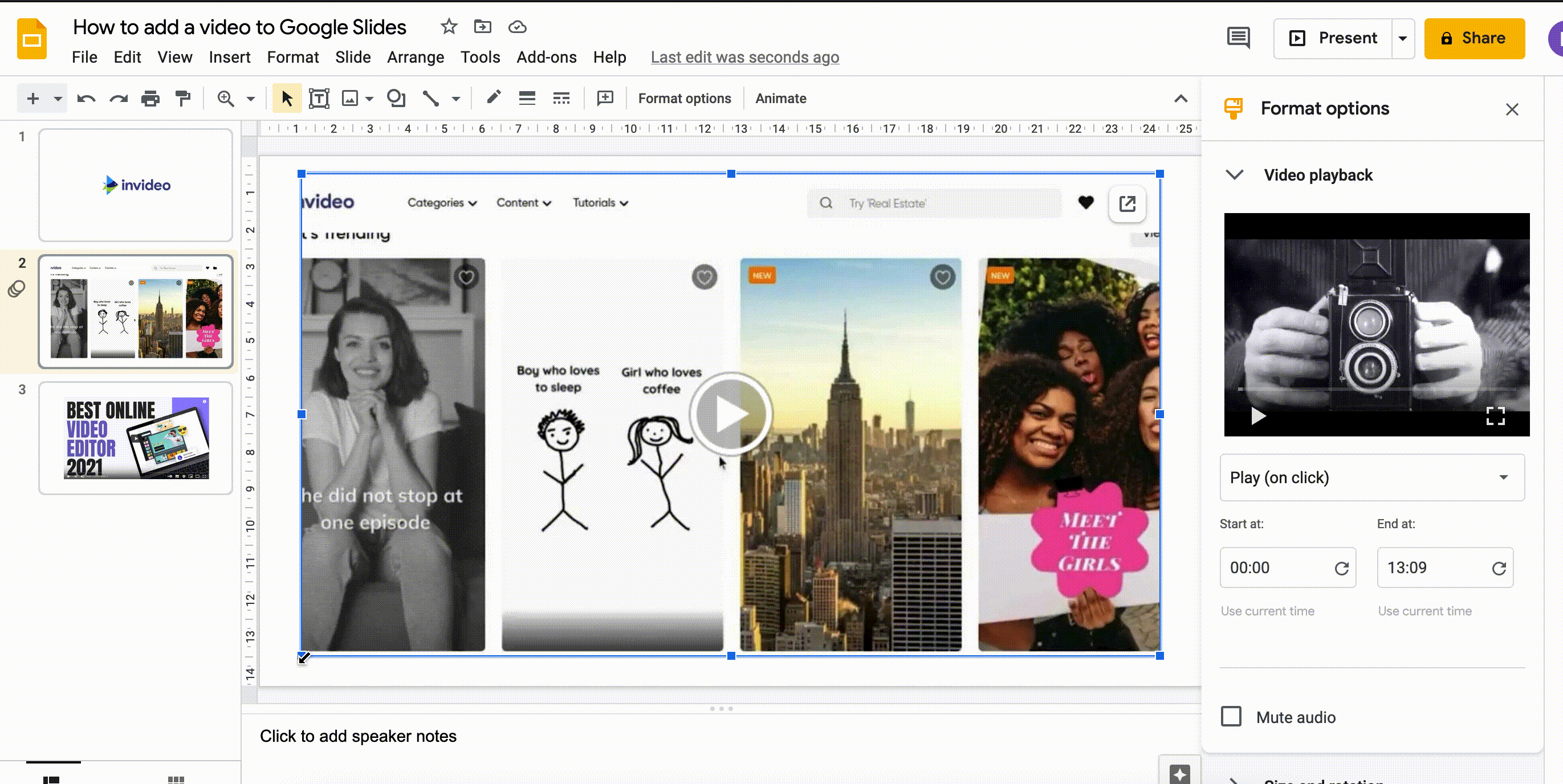 How to embed a video in Google Slides using Google Drive - Step 5a