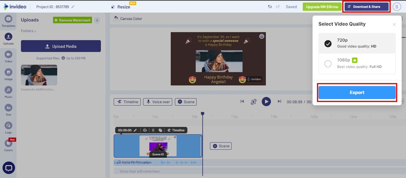 How To make Birthday Video Using InVideo - step 7