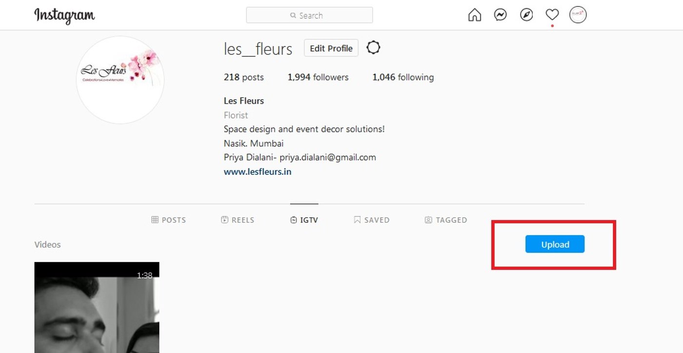 post an IGTV from your computer_step 2b