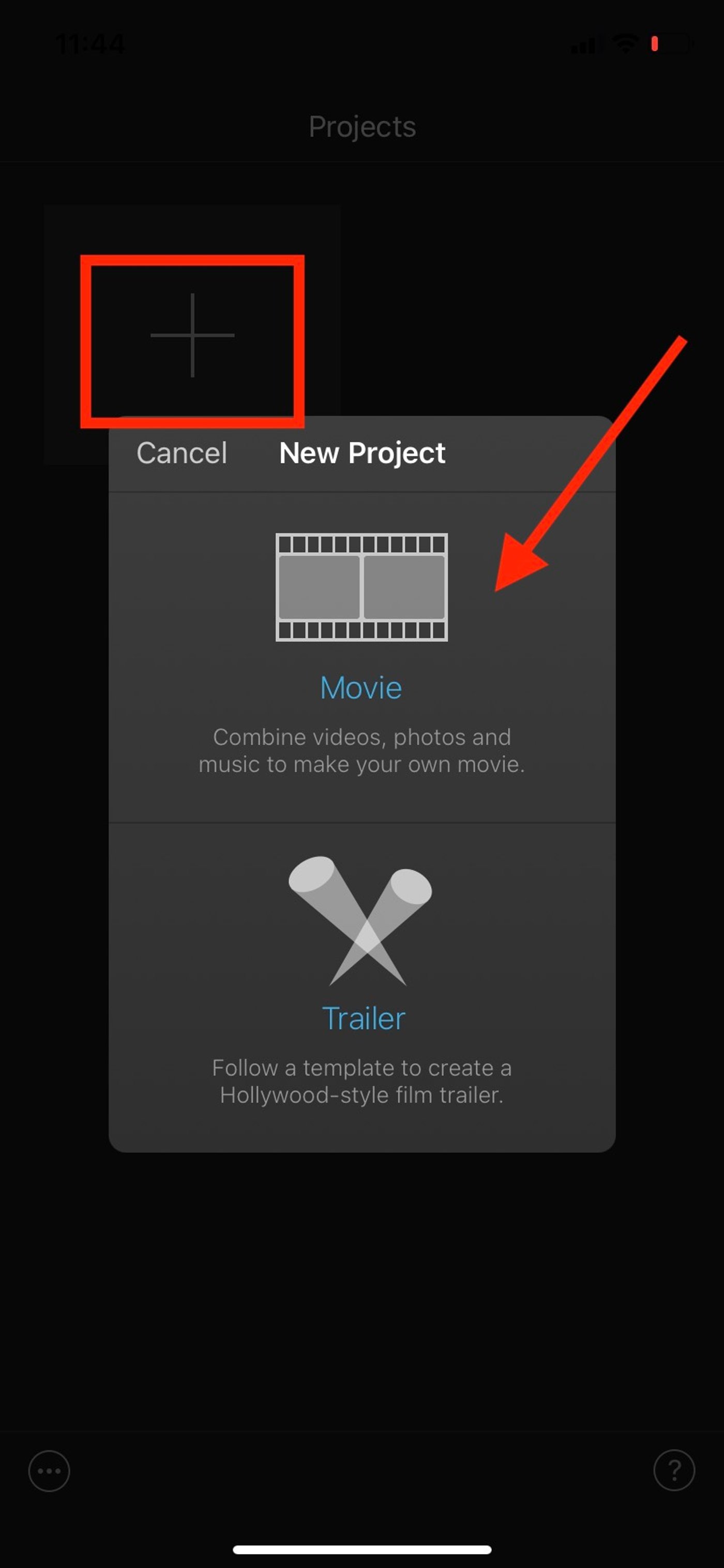 How to cut and trim a video using iMovie on iPhone_Step 1