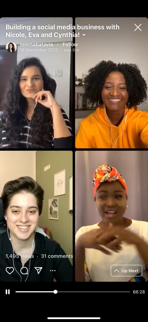 Multiple users instagram live session