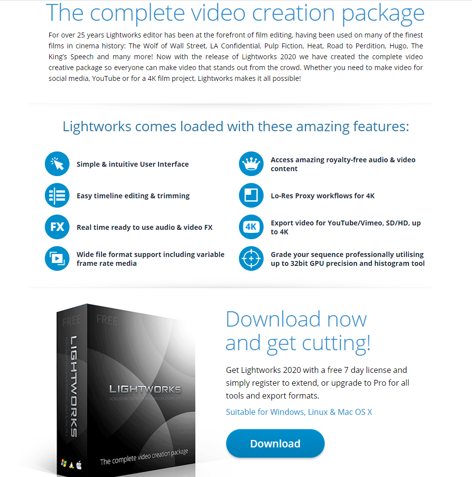 Lightworks Video Editor Homepage