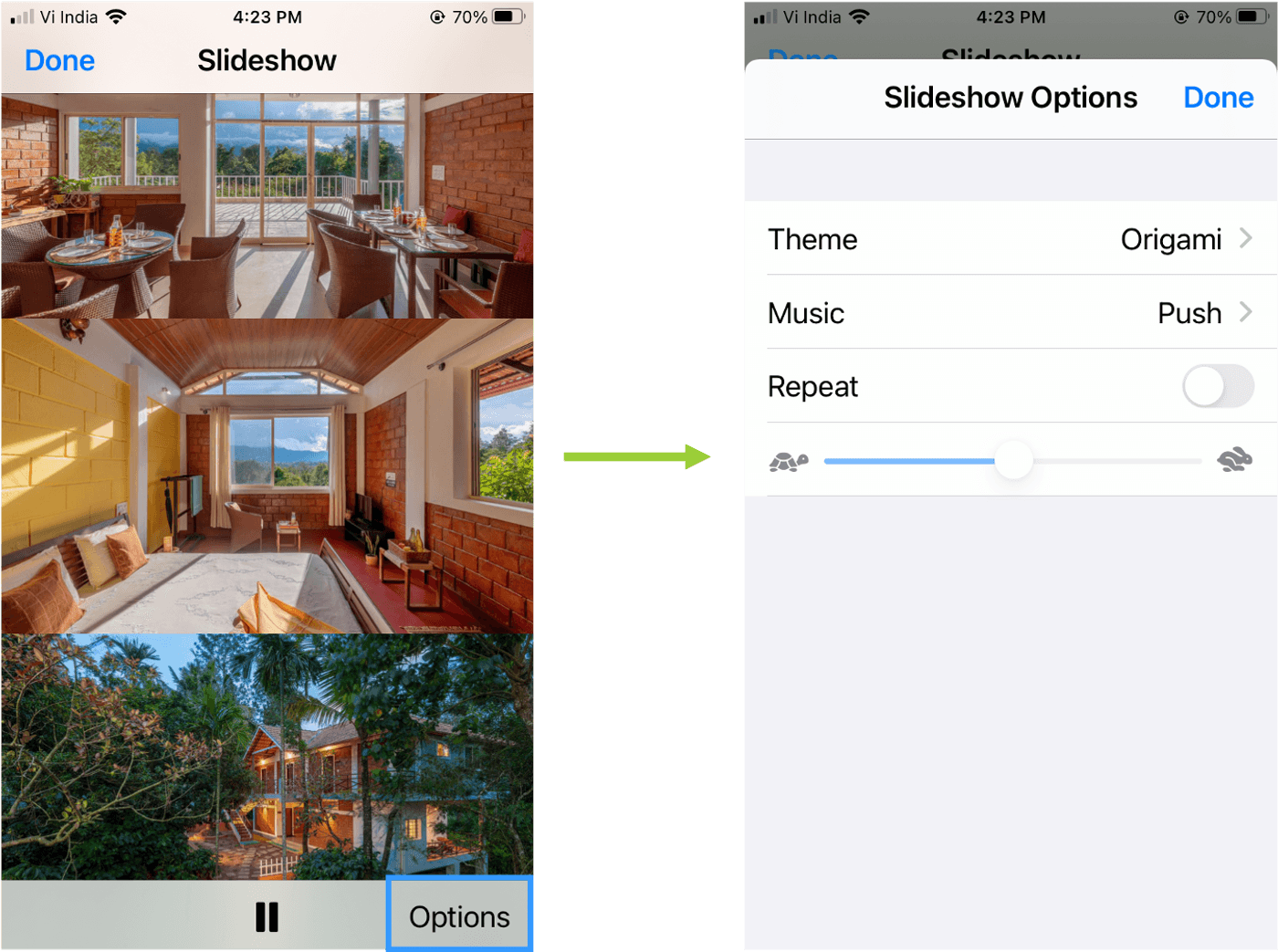 how to make photo slideshow using in-built Photos app_step 4