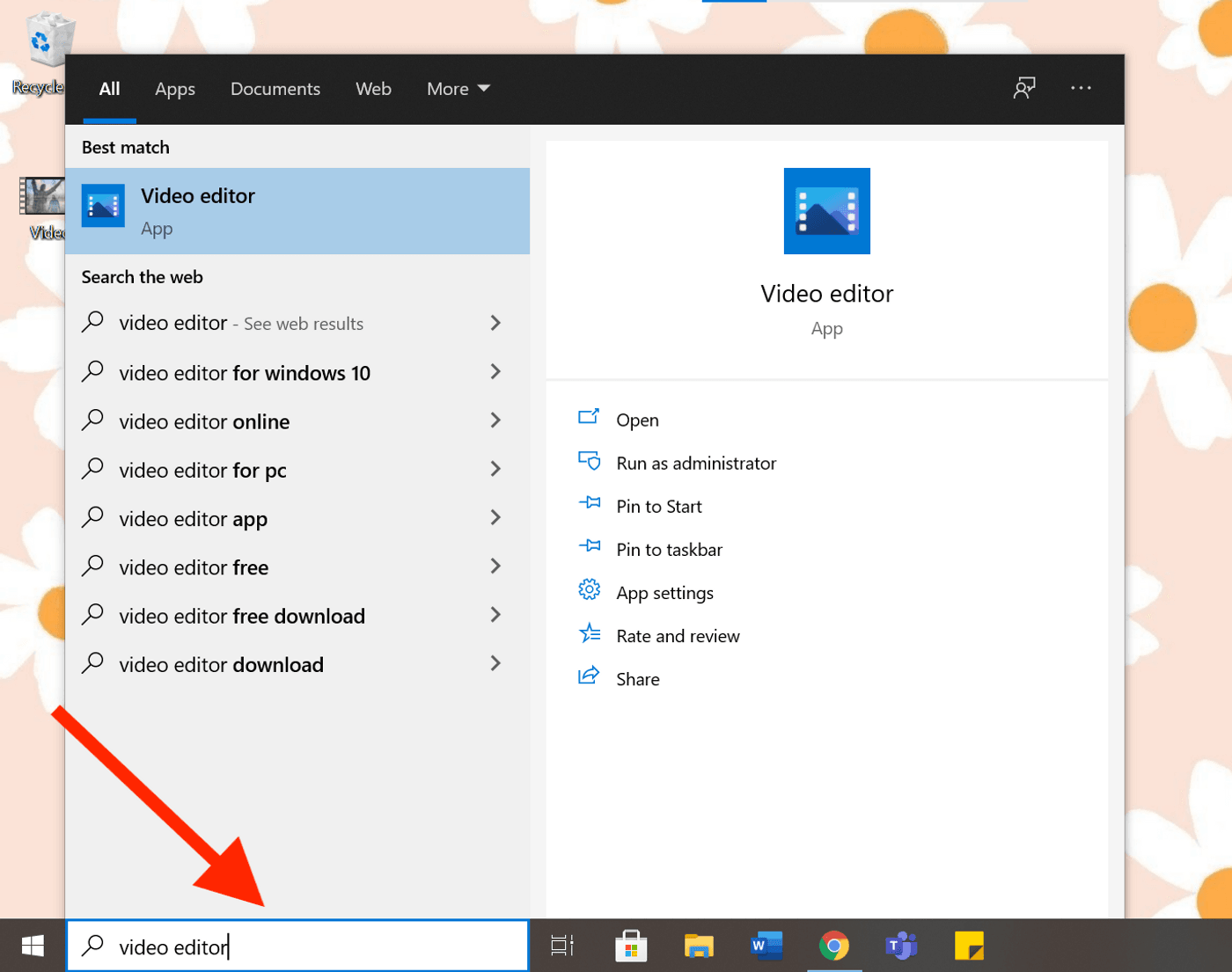 Windows inbuild Video Editor