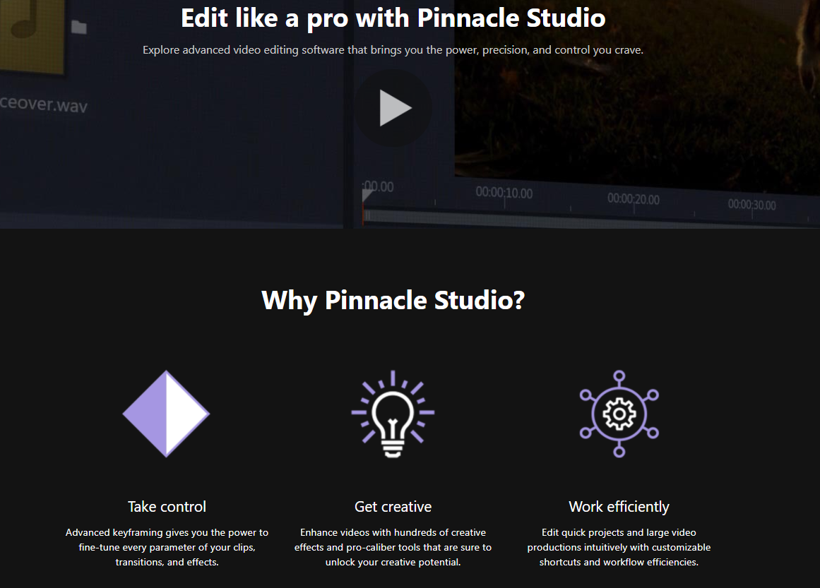 Pinnacle Studio 24 Video Editor Homepage