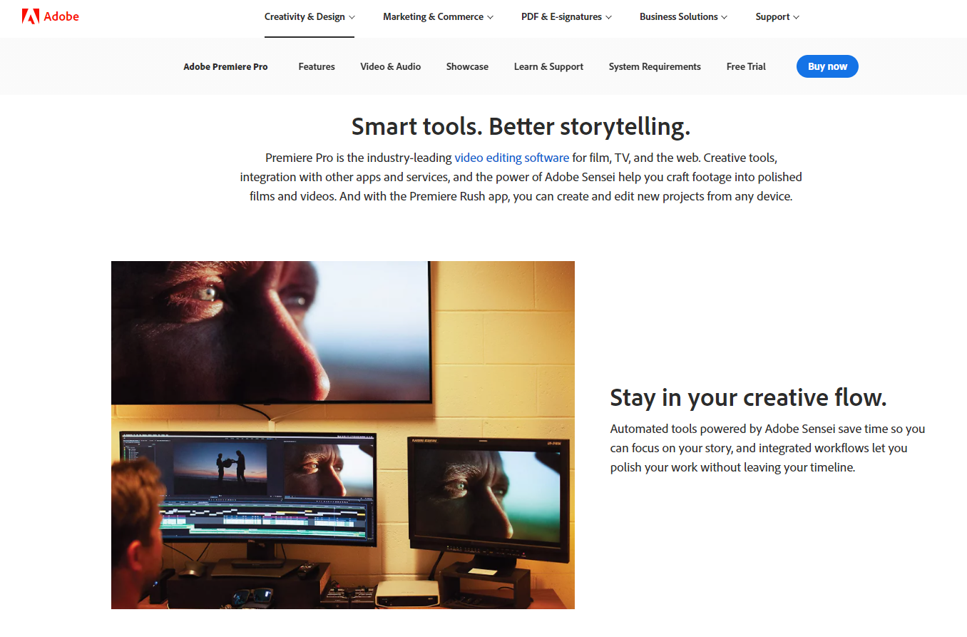 Adobe Premiere Pro Video Editor Homepage