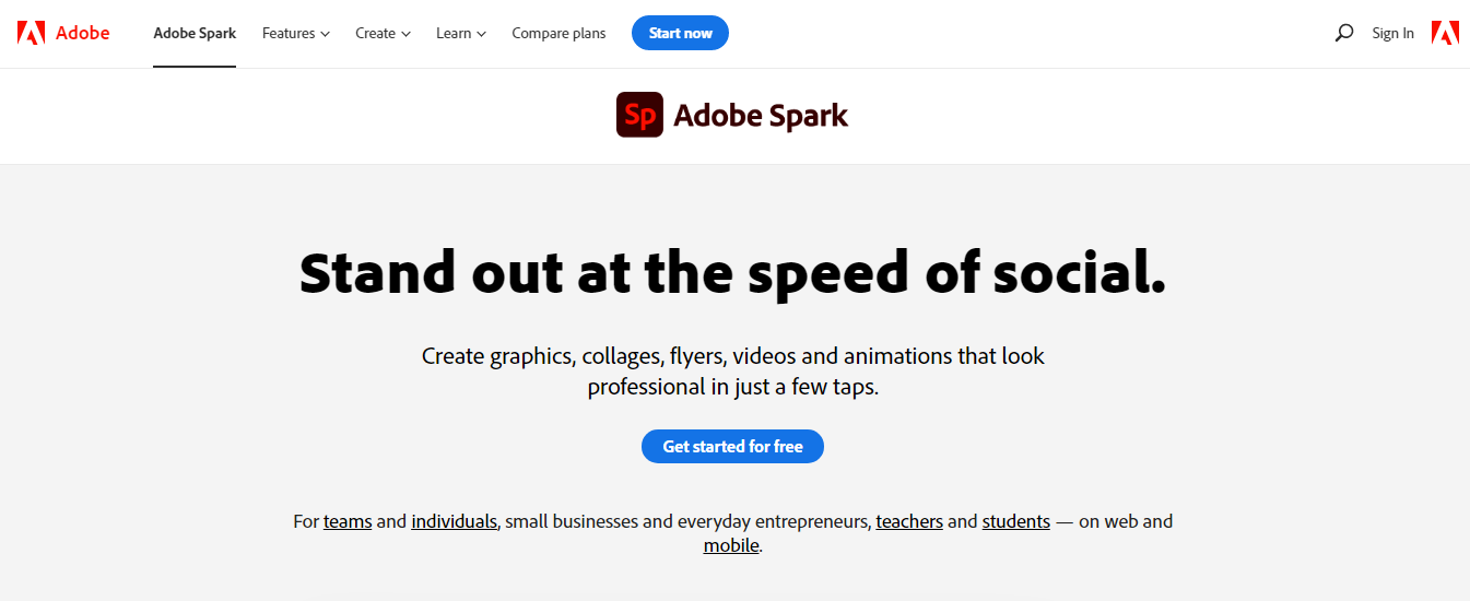adobe spark Online Video Editor