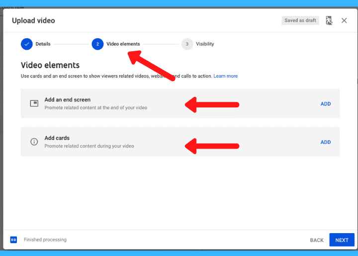 YouTube Creator Studio dashboard for upload video