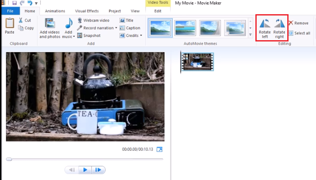 How to rotate a video using Windows Movie Maker - step 2