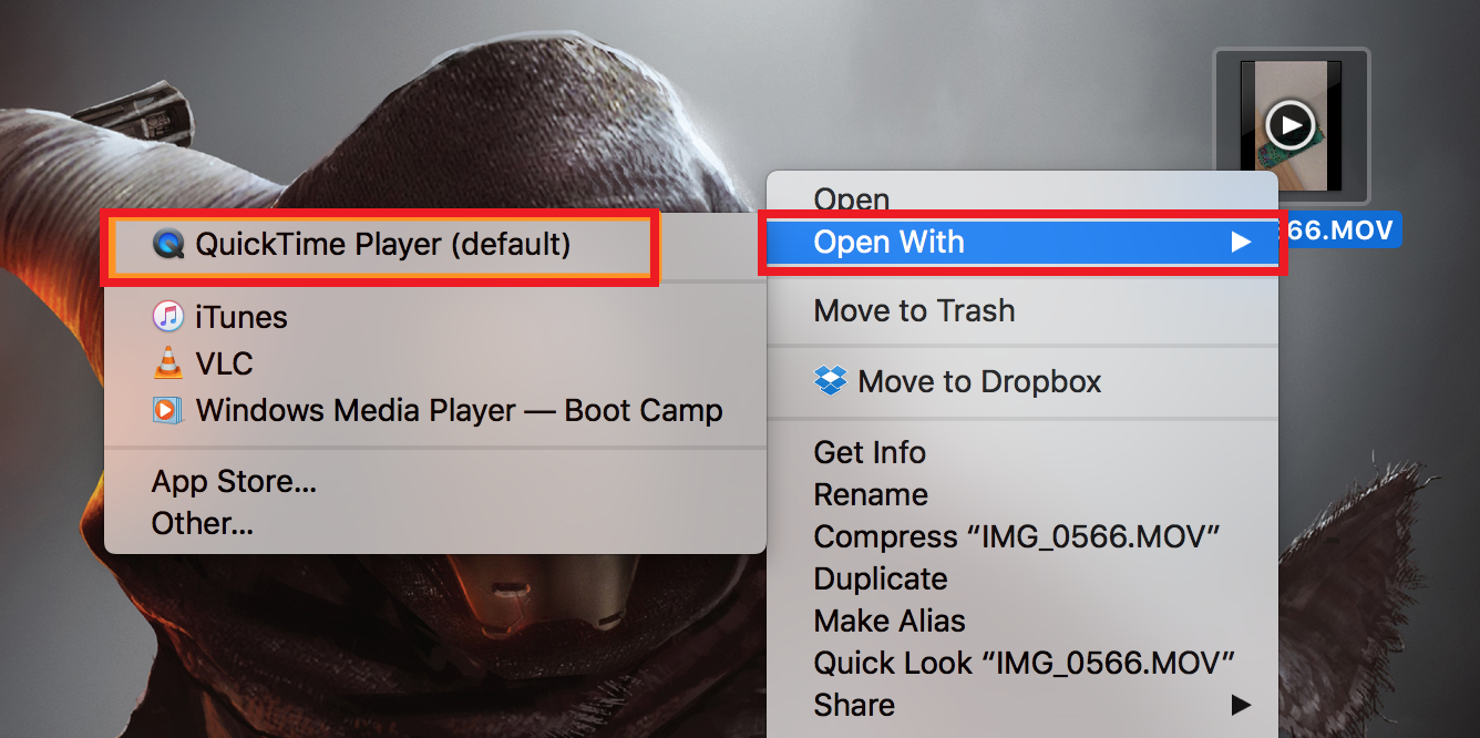how to rotate a video on mac using quicktime step 1