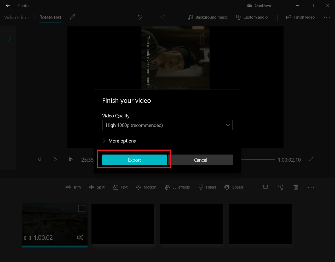 How to rotate a video in Windows 10 using Video Editors - step9