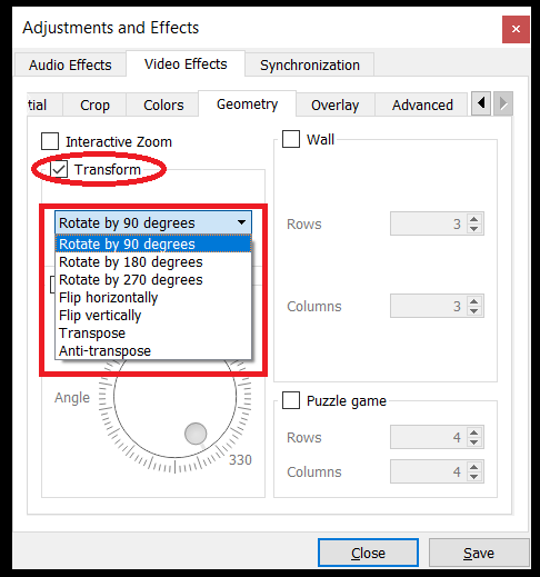 how to rotate video with vlc step 4