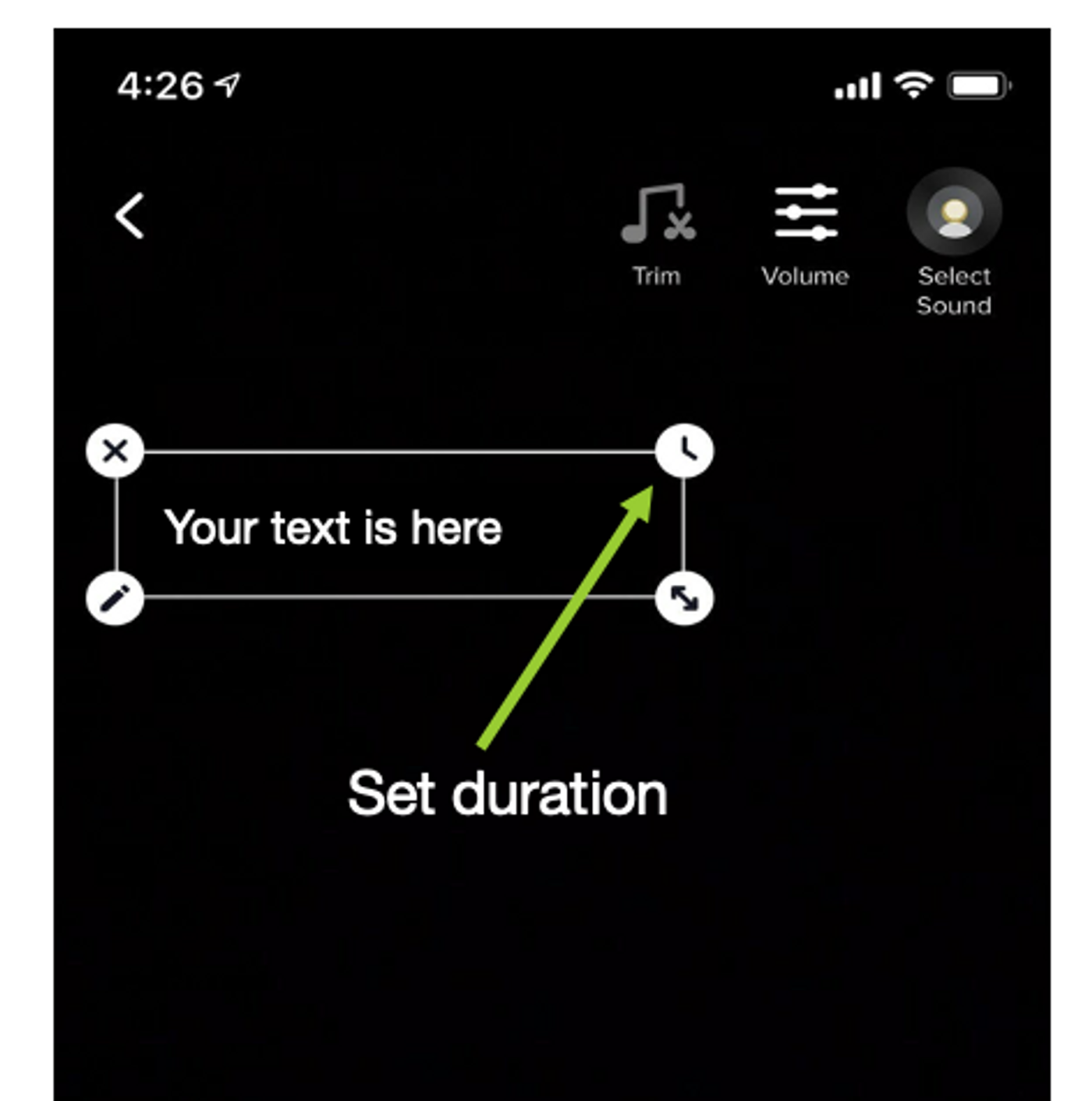 Set duration after editing text on tiktok