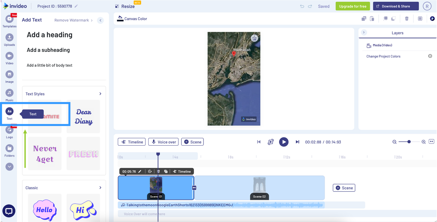add text to TikTok using InVideo - Step 5