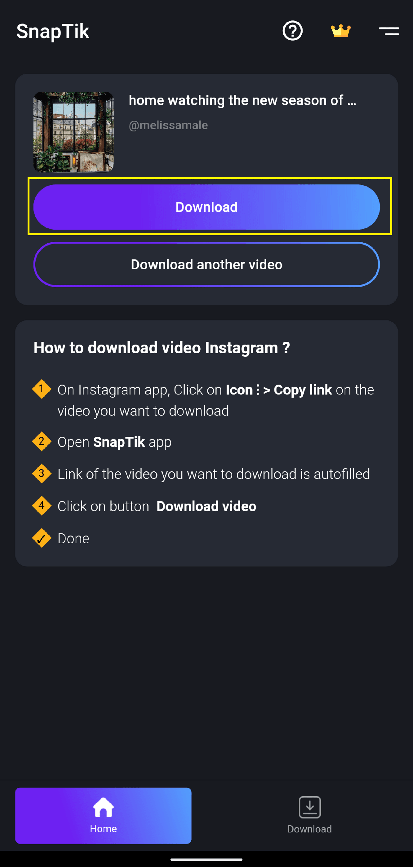 How to download reels on Android - step 3