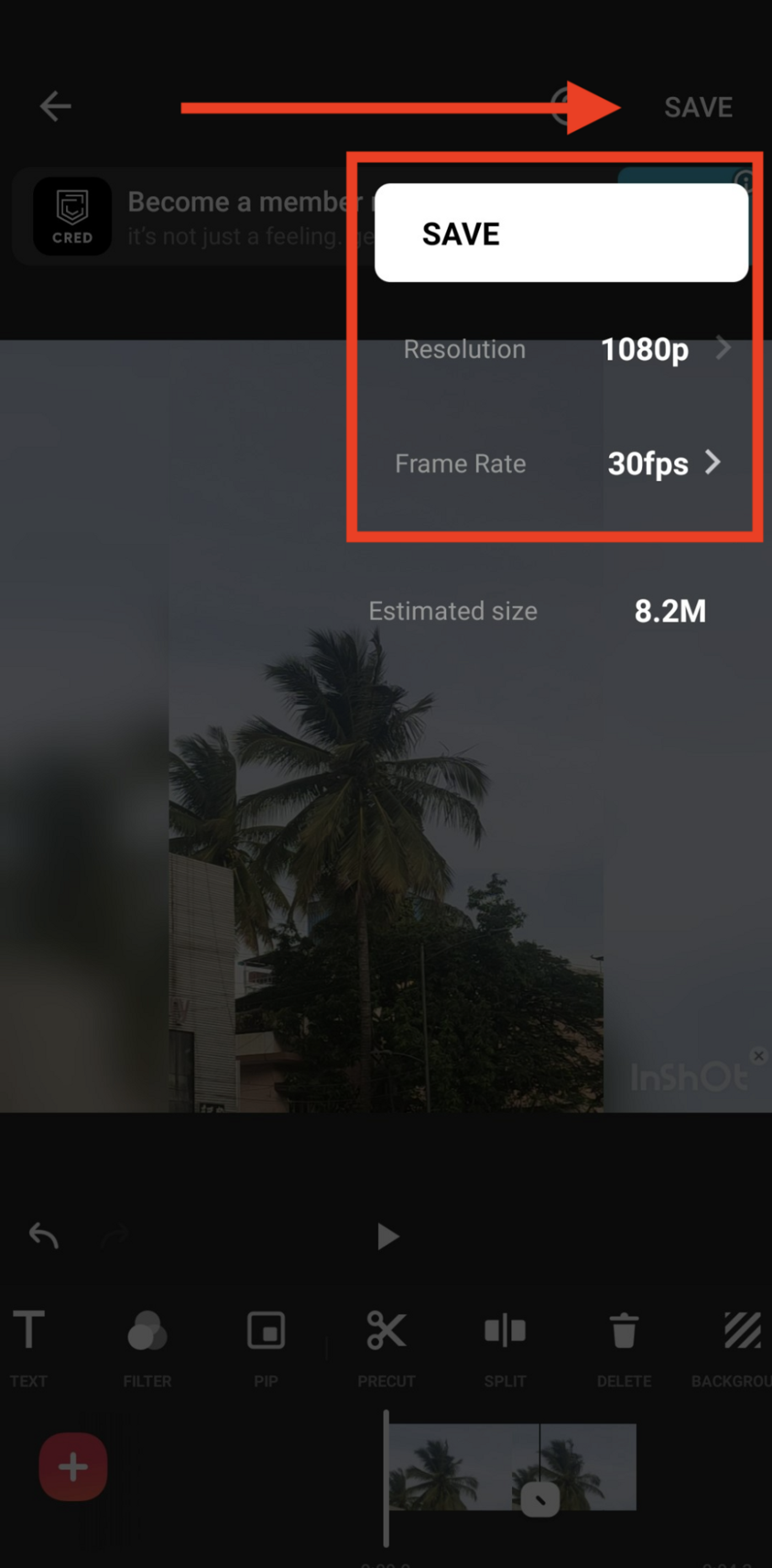 How to cut and trim a video using the Inshot app_step 5