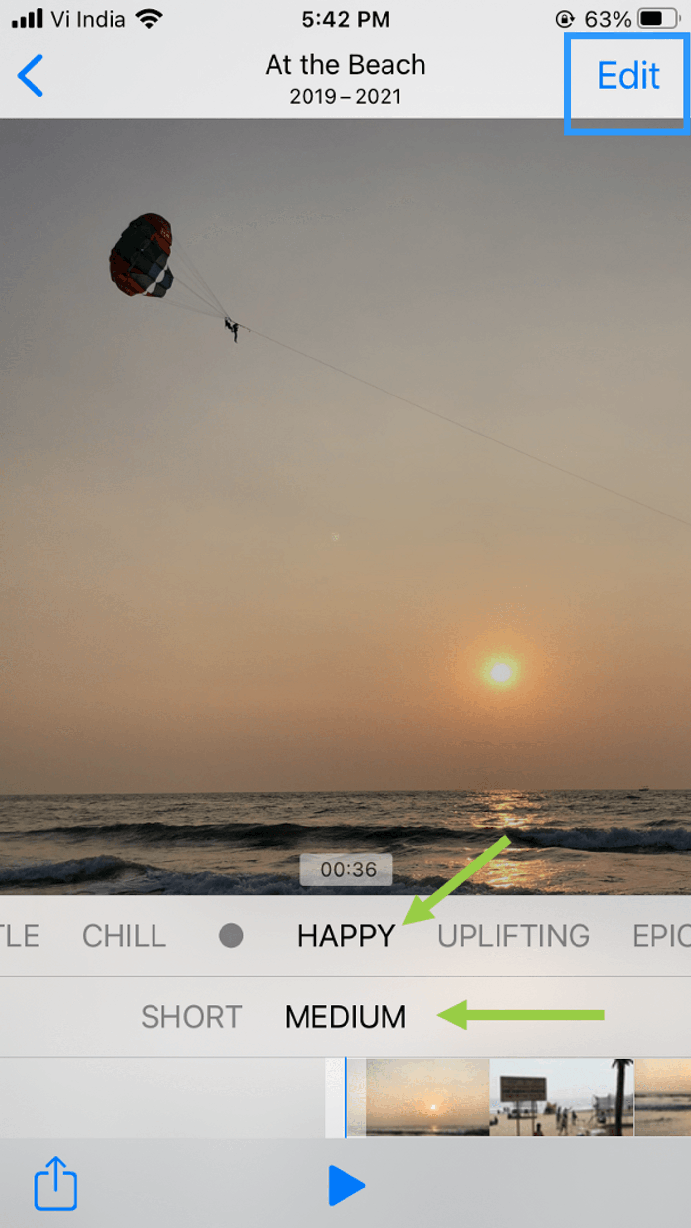 how to make photo slideshow using in-built Photos app_step 7