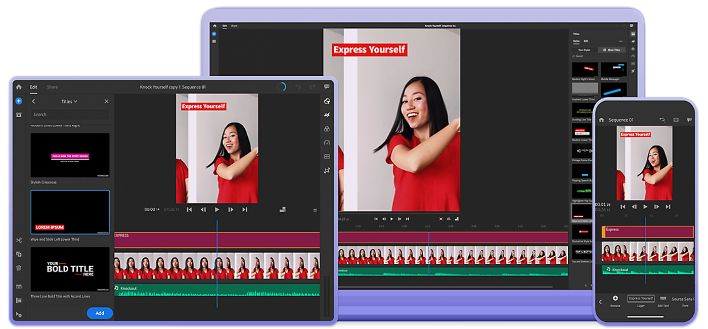 Adobe Premier Rush video editing software app