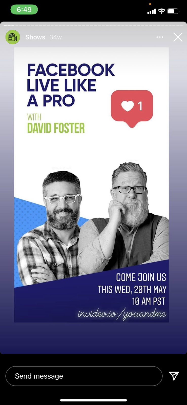 Share your Instagram live timings and details