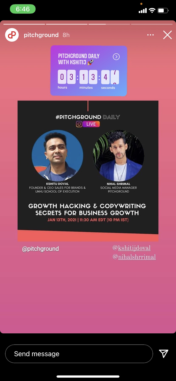 Use the countdown feature on your story to invite people