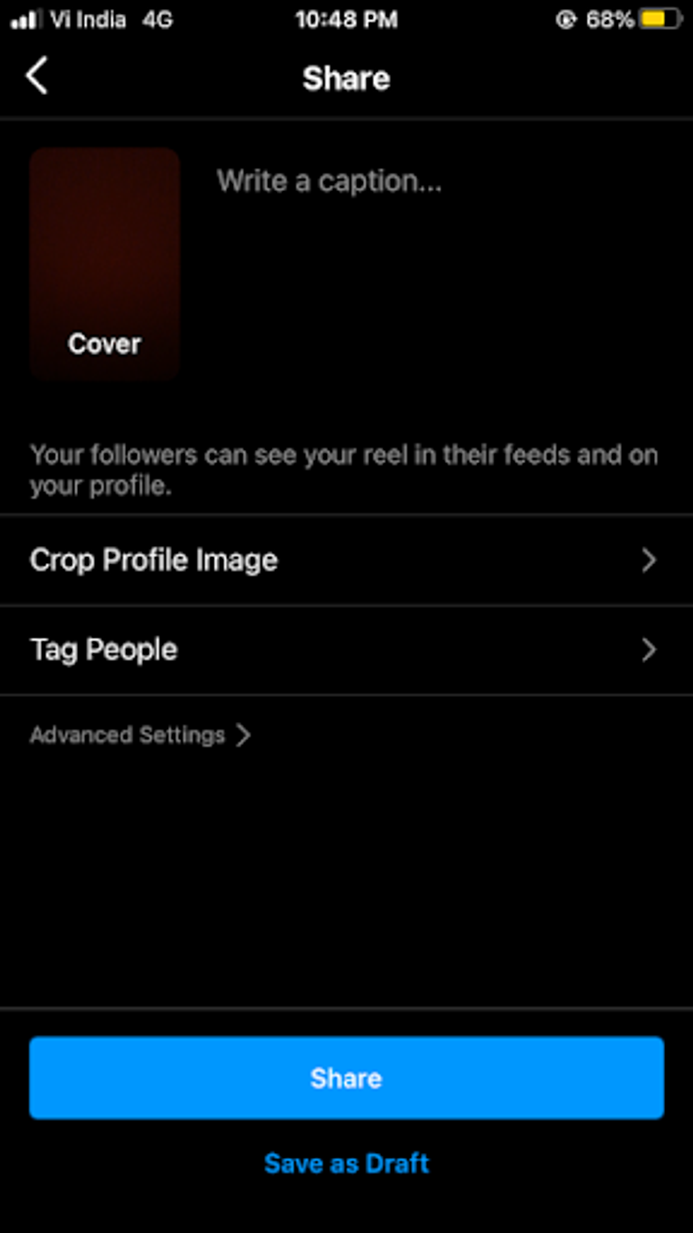 How to Post a Video on Instagram reels from within the app_step 7